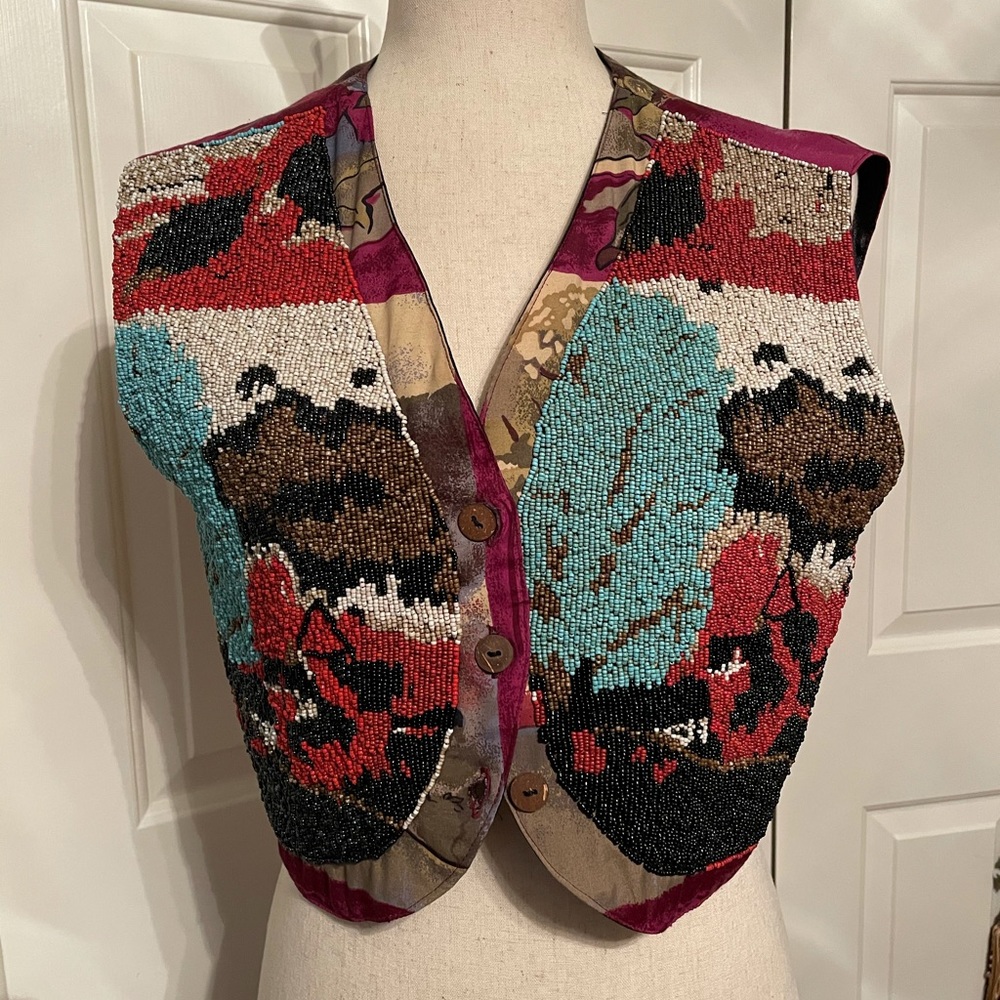 Beautiful beaded silk vest